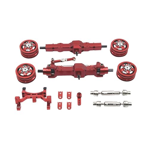 Ronyme Spielzeugauto-Teile-Set, 1/10 RC-Autozubehör, Antriebswelle, Radabdeckung, Lenkgetriebe, Sitz, Fernbedienung, Autozubehör, LKW-Spielzeug, Rot von Ronyme