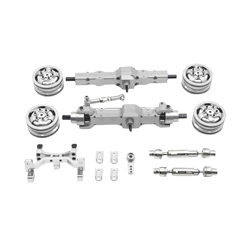 Ronyme Spielzeugauto-Teile-Set, 1/10 RC-Autozubehör, Antriebswelle, Radabdeckung, Lenkgetriebe, Sitz, Fernbedienung, Autozubehör, LKW-Spielzeug, Silber von Ronyme