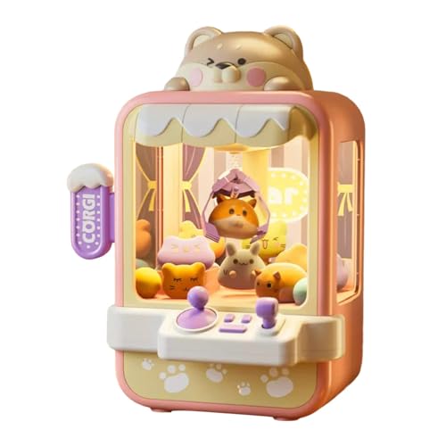 Ronyme Tisch-Klauenautomat, Mini-Spielzeugautomat, spannendes Spiel mit Lichtern und Sound, Handkurbel-Greifpuppenspielzeug für Unterhaltung, Rosa von Ronyme