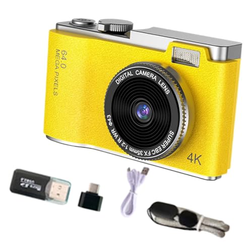 Ronyme Tragbares -Digitalkamera-Spielzeug, 11,7 x 6,4 x 2,9 cm, eingebautes Fülllicht, leicht, vielseitig einsetzbar für Videoaufnahmen, drehbarer, Gelb von Ronyme