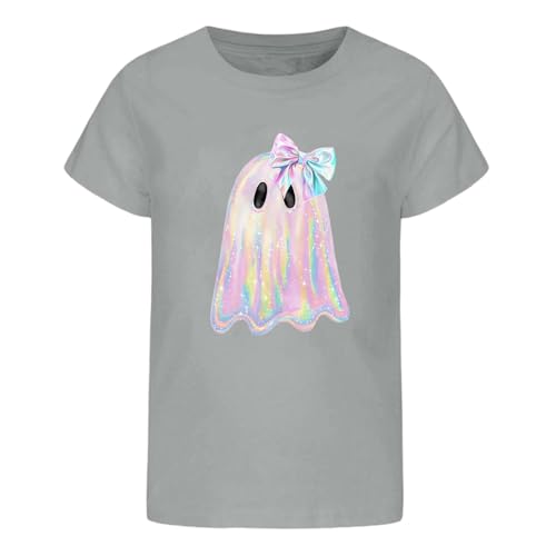 Roobeety Kinder T-Shirt mit Niedlichem Geist-Print | Lässiges Kurzarm Oberteil für Mädchen und Jungen für Herbst und Halloween von Roobeety