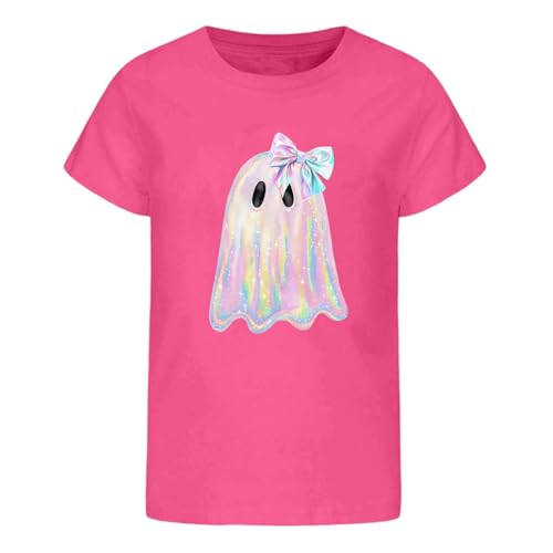 Roobeety Kinder T-Shirt mit Niedlichem Geist-Print | Lässiges Kurzarm Oberteil für Mädchen und Jungen für Herbst und Halloween von Roobeety