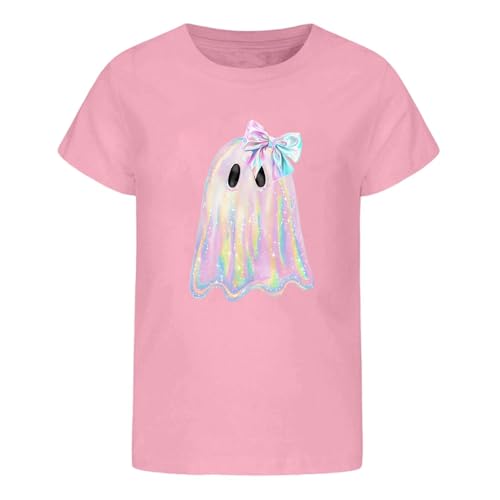 Roobeety Kinder T-Shirt mit Niedlichem Geist-Print | Lässiges Kurzarm Oberteil für Mädchen und Jungen für Herbst und Halloween von Roobeety
