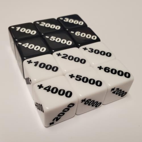 Positiv +1000 bis +6000 und negativ -1000 bis -6000 Zählwürfel, kompatibel mit einteiligen TCG Positiv +1000 bis +6000 und negativ -1000 bis -6000 Zählwürfel, kompatibel mit einteiligen TCG von Rook Robot