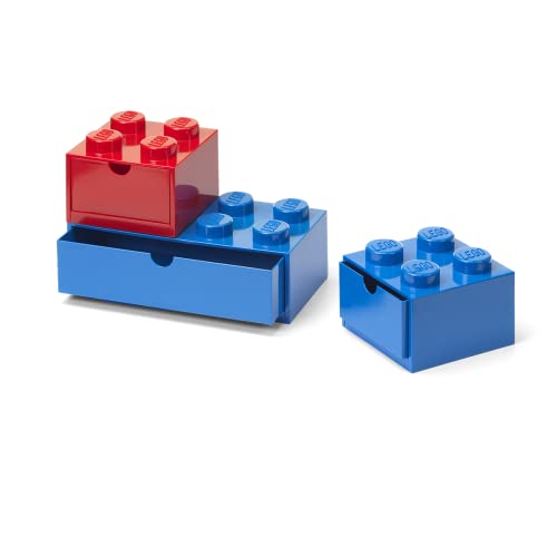 Lego Schreibtisch-Schubladen-Set, Blau und Rot von Room Copenhagen