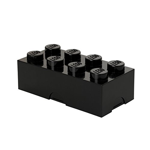 Room Copenhagen 5706773402335 Lego Brotdose mit 8 Noppen, Kleine Aufbewahrungsbox, Stiftebox, schwarz, Black, one size von Room Copenhagen