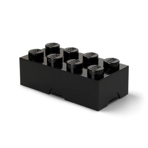 Room Copenhagen 5706773402335 Lego Brotdose mit 8 Noppen, Kleine Aufbewahrungsbox, Stiftebox, schwarz, Black, one size von Room Copenhagen