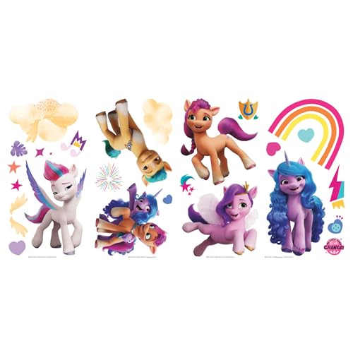 Hasbro RMK4968SCS Stickers repositionnables My Little Pony Sticker, Rosa, Orange, Blau von RoomMates