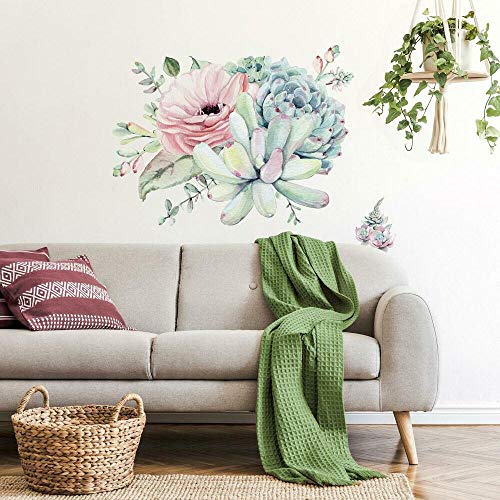 ROOMMATES Riesen-Aufkleber, Motiv: Sukkulenten, Aquarell-Blumen, wiederverwendbar, Vinyl, mehrfarbig, 1 Blatt à 92,71 cm x 58,74 cm ROOMMATES Riesen-Aufkleber, Motiv: Sukkulenten, Aquarell-Blumen, wiederverwendbar, Vinyl, mehrfarbig, 1 Blatt à 92,71 cm x 58,74 cm von RoomMates