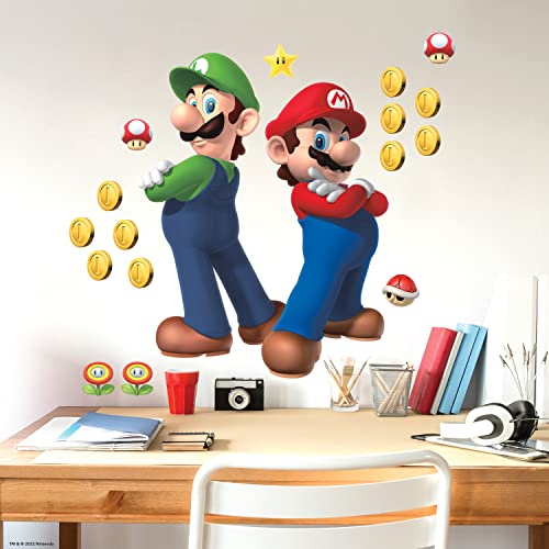 Riesen-Sticker Super Mario Bros. und Luigi repositionierbar von RoomMates