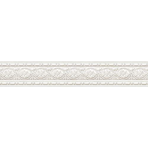 RoomMates RMK11506BD Architektonische Tapetenbordüre, zum Abziehen und Aufkleben, Weiß, Beige von RoomMates