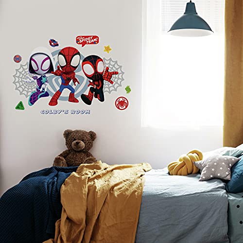 RoomMates RMK4926GM Spidey and His Amazing Friends Kopfteil zum Abziehen und Aufkleben, Rot, Gelb, Blau, Grün, Orange, Lila, Grau von RoomMates