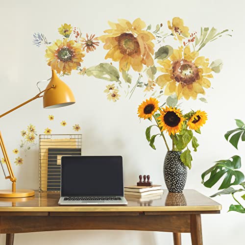 RoomMates RMK5159GM Lisa Audit Sunflower Peel and Stick Giant Wall Decals von RoomMates
