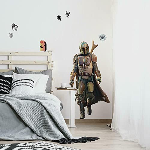 RoomMates Star Wars The Mandalorian Wandaufkleber zum Abziehen und Aufkleben, 58,7 cm, Braun/Rot/Grün 111,5 cm von RoomMates