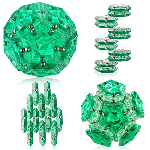 RoomyRoc Magnetische Fidget Sphere - Pentagons Magnete Kugeln - 12 Stück Set - Crystal Green - Magnet Fidgets Spielzeug - Kreativität jenseits der Phantasie, Inspirierend, Freizeit, von RoomyRoc