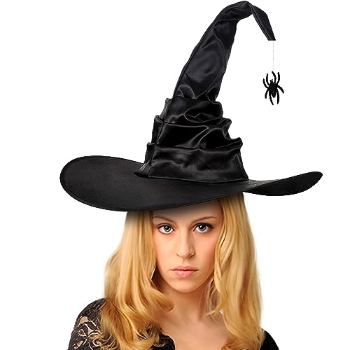 Roontin Hexenhut für Halloween - Großer Geraffter Krummer Hexenhut für Damen Party Dekoration Roontin Hexenhut für Halloween - Großer Geraffter Krummer Hexenhut für Damen Party Dekoration von Roontin