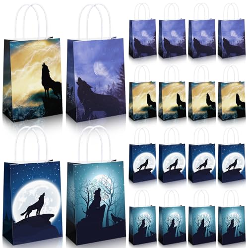 16 Stück Wolf-Geschenktüten für Süßigkeiten mit Wolfsmotiv, mit Griffen, Papier-Tragetaschen, Partygeschenke, Tüten für Wolfsmotiv, Geburtstagsparty, Party-Dekorationen 16 Stück Wolf-Geschenktüten für Süßigkeiten mit Wolfsmotiv, mit Griffen, Papier-Tragetaschen, Partygeschenke, Tüten für Wolfsmotiv, Geburtstagsparty, Party-Dekorationen von Roowest