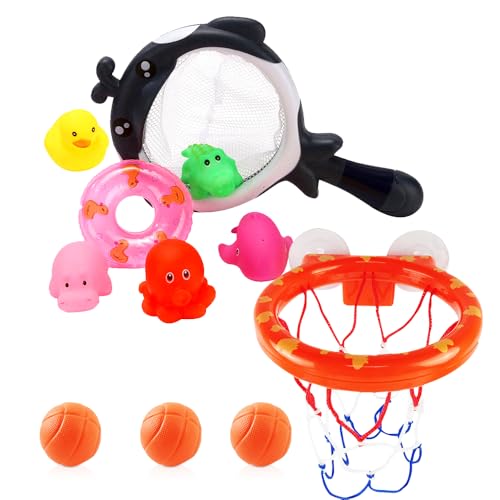 11 Pcs Baby Badewannenspielzeug,Schießspiel In Der Badewanne,Bad Spielzeug Für Kleinkind 7-Teiliges,Basketballkorb Mit Starkem Saugnapf,Wasserspielzeug Kinder Badewannenspielzeug Pool Spielzeug (C) von Ropniik