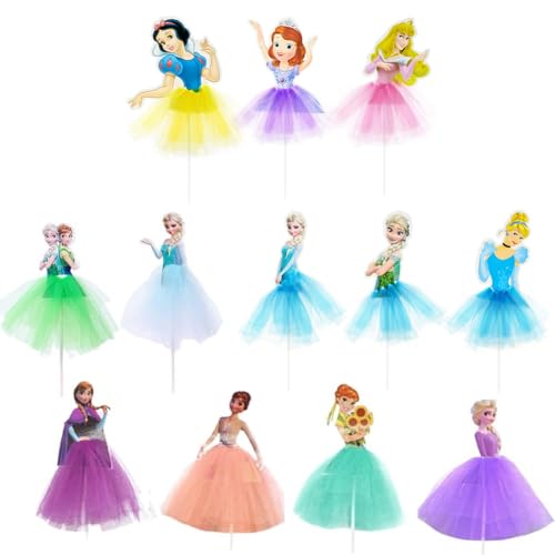 Ropniik 12 Stück Tortendeko Prinzessinnen Cake Toppers,Prinzessin Tortendeko Mädchen,Princess Party Deko Kindergeburtstag Figuren Kuchen Toppers Für Kinder Geburtstag Party Kuchen Dekoration Supplies von Ropniik