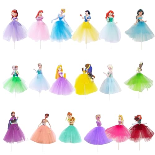 Ropniik 18 Stück Tortendeko Prinzessinnen Cake Toppers,Prinzessin Tortendeko Mädchen,Princess Party Deko Kindergeburtstag Figuren Kuchen Toppers Für Kinder Geburtstag Party Kuchen Dekoration Supplies von Ropniik