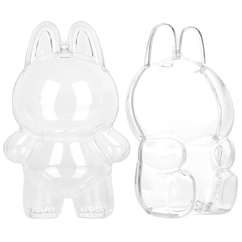 Ropniik 2 Stück Klare Acryl Displaybox für Niedliche Monster Figuren, Staubdichte Abdeckung für Stehende Sitzende Kunstspielzeuge, Künstler Spielzeug Vitrine(Puppen Nicht enthalten) (A) von Ropniik