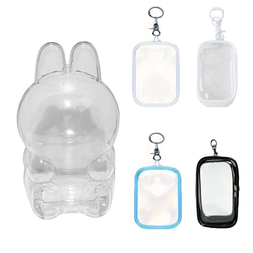 Ropniik 5 Stück Klarsicht-Aufbewahrungsset Für Puppen, Durchsichtige Hängeboxen Mit Schlüsselanhänger Acryl-Vitrine Für Sitzende,Organizer Für Blind Boxes(Ohne Figuren) (C) von Ropniik