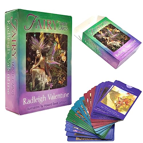Ropniik 78PCS Feen-Tarotkarten,Tarotkarten Mit Farbigen Kästchen Tarot-Zukunftsvorhersage-Spiel Feen-Wahrsagekarten Für Familientreffen Für allgemeine Anfänger Magische Feen-Tarotkarten von Ropniik