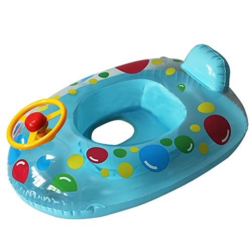 Ropniik Baby Schwimmen Trainer Sitz, Aufblasbarer Automobil Schwimmring, Lenkrad-Griff, Schwimmen-Spielzeug Der Kinder Für Kinder 2-5 Jahre Alt - Blau von Ropniik