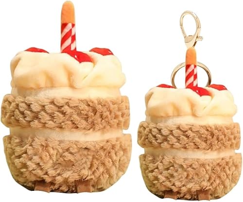 Ropniik Brauner Kuchen Plüschtier und Schlüsselanhänger Set, Plüschkuchen Braunes Süß, Braune Kuchen Schlüsselanhänger, Geschenke für Kinder Jungen Mädchen Weihnachten Geburtstag(Braun) von Ropniik