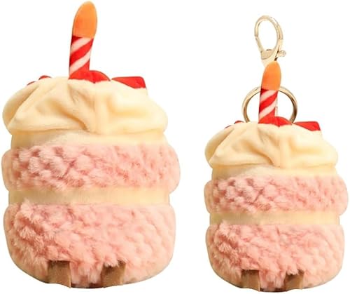 Ropniik Rosa Kuchen Plüschtier und Schlüsselanhänger Set, Plüschkuchen Süß, Kuchen Schlüsselanhänger, Geschenke für Kinder Jungen Mädchen Weihnachten Geburtstag (Rosa) von Ropniik