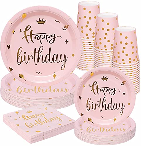 Rorchio Pappteller Kindergeburtstag Mädchen für 24 Gäste, Happy Birthday Partygeschirr Kindergeburstag Rosa Pappteller Servietten Set für Maedchen Kindergeburtstag Rorchio Pappteller Kindergeburtstag Mädchen für 24 Gäste, Happy Birthday Partygeschirr Kindergeburstag Rosa Pappteller Servietten Set für Maedchen Kindergeburtstag von Larchio