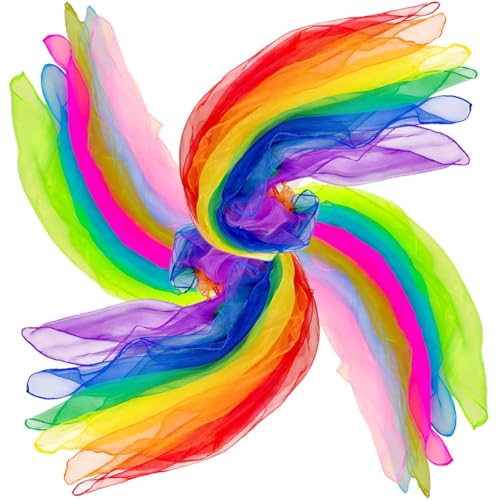 Rordigo Tanzschals, 12 Farben, 24 Stück, Jonglierschals für Tanzen, Musik, Aktive Schals für Kleinkinder, Kinder, Bewegungsspiel von Rordigo