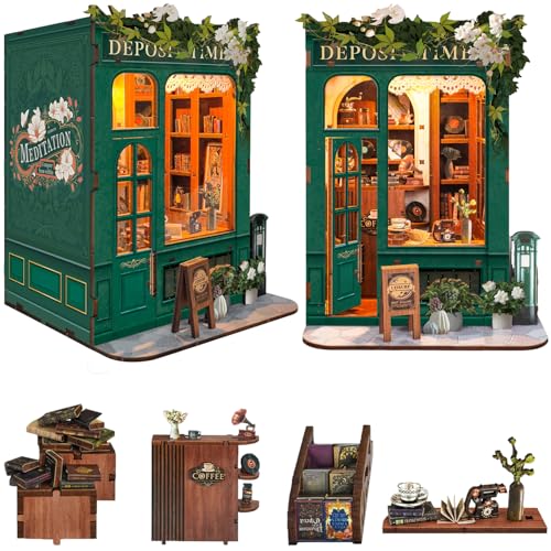 Roroom DIY Book Nook Kit, Miniatur-Puppenhaus – Holz Modellbau mit LED-Beleuchtung, Deko für Bücherregal, Kreatives Bastelset für Erwachsene (Geburtstag/Weihnachten/Valentinstag) – SQ45 von Roroom