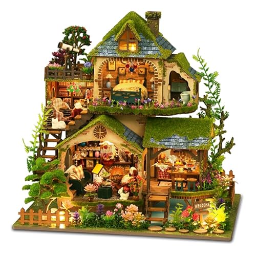Spilay DIY Miniature House, Miniatur Haus Puppenhaus mit Musikbox & LED, 1:24 Maßstab Miniatur Haus für Erwachsene Freund Liebhaber Geburtstagsgeschenk - Forest Adventures EA002 von Roroom