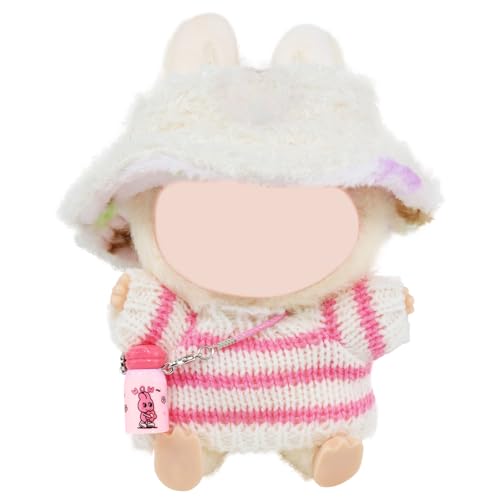 Bekleidung für 17cm Plush, Mini Kuscheltier Puppen Kleidung, Rosa und weiß gestreiftes Pullover-Set, DIY Kuscheltier Kinder Geschenke (Enthält Keine Puppen) von Rosedreamer