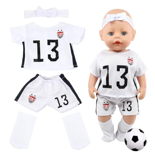 Kleidung Outfits für 35-45 cm Baby Puppen,Puppenkleidung für Jungen und Mädchen,Fußball Puppen Kleidung zubehör mit Kurzärmelige Shorts Stirnband Ärmel Fußball für 14-18 Zoll Neugeborene Baby Puppen Kleidung Outfits für 35-45 cm Baby Puppen,Puppenkleidung für Jungen und Mädchen,Fußball Puppen Kleidung zubehör mit Kurzärmelige Shorts Stirnband Ärmel Fußball für 14-18 Zoll Neugeborene Baby Puppen von Rosedreamer