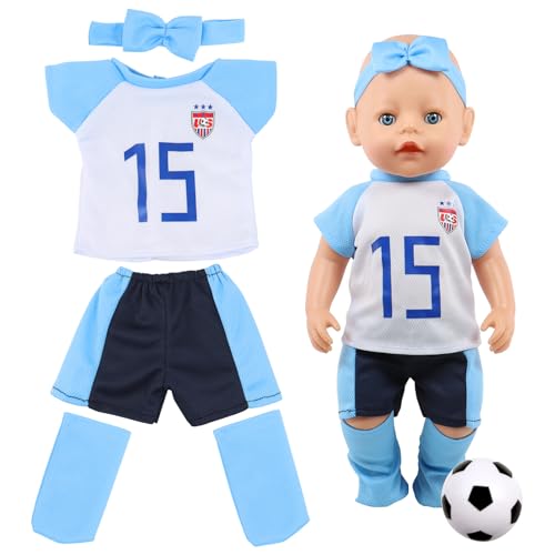 Kleidung Outfits für 35-45 cm Baby Puppen,Puppenkleidung für Jungen und Mädchen,Fußball Puppen Kleidung zubehör mit Kurzärmelige Shorts Stirnband Ärmel Fußball für 14-18 Zoll Neugeborene Baby Puppen Kleidung Outfits für 35-45 cm Baby Puppen,Puppenkleidung für Jungen und Mädchen,Fußball Puppen Kleidung zubehör mit Kurzärmelige Shorts Stirnband Ärmel Fußball für 14-18 Zoll Neugeborene Baby Puppen von Rosedreamer