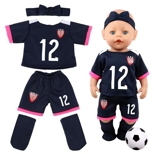 Kleidung Outfits für 35-45 cm Baby Puppen,Puppenkleidung für Jungen und Mädchen,Fußball Puppen Kleidung zubehör mit Kurzärmelige Shorts Stirnband Ärmel Fußball für 14-18 Zoll Neugeborene Baby Puppen Kleidung Outfits für 35-45 cm Baby Puppen,Puppenkleidung für Jungen und Mädchen,Fußball Puppen Kleidung zubehör mit Kurzärmelige Shorts Stirnband Ärmel Fußball für 14-18 Zoll Neugeborene Baby Puppen von Rosedreamer
