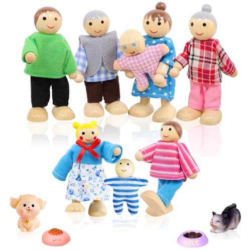 Rosedreamer Puppenhaus Puppen, 14 Stück Hölzerne Puppen Familie Set Biegepuppen Puppenfamilien Figuren mit Katze und Hund Spielzeug Mini Puppenfamilie für Puppenhaus Zubehör Geschenk Rosedreamer Puppenhaus Puppen, 14 Stück Hölzerne Puppen Familie Set Biegepuppen Puppenfamilien Figuren mit Katze und Hund Spielzeug Mini Puppenfamilie für Puppenhaus Zubehör Geschenk von Rosedreamer