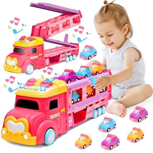 Auto Spielzeug ab 2 Jahre Mädchen, LKW Spielzeug mit Licht und Musik, Transport Truck Spielzeugautos, Auto Transporter Kinder mit 6 Rennautos, Geburtstag Geschenke für Mädchen 2 3 4 5 6 Jahre Auto Spielzeug ab 2 Jahre Mädchen, LKW Spielzeug mit Licht und Musik, Transport Truck Spielzeugautos, Auto Transporter Kinder mit 6 Rennautos, Geburtstag Geschenke für Mädchen 2 3 4 5 6 Jahre von RoserRose