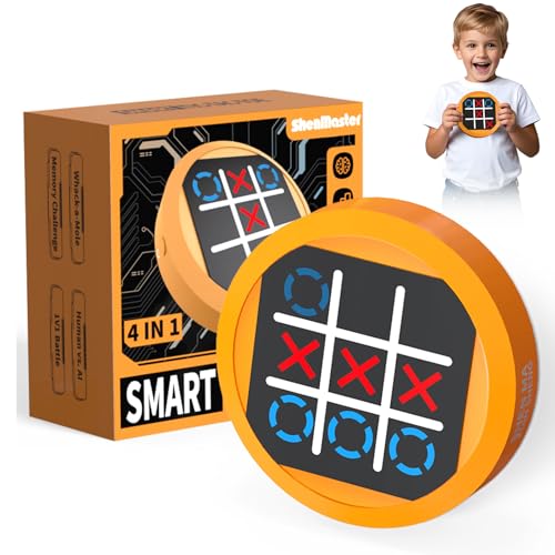 RoserRose 4-in-1 Tic-Tac-Toe Brettspiel, Elektronisches Digitales Puzzlespiel, Ostergeschenke Erwachsene Kinder, Tragbares Familienspiel(Gelb) von RoserRose