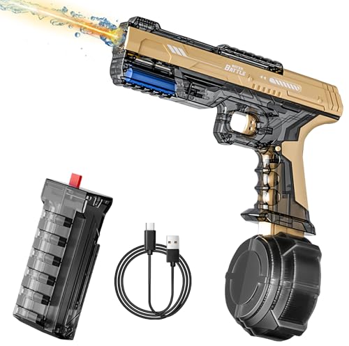 RoserRose Elektrische Wasserpistole Automatisch 500ml - Wasserspritzpistole mit LED und Sound - Große Spritzpistole Wasser für Kinder & Erwachsene - Sommer Spielzeug für Pool, Strand, Garten - Yellow von RoserRose