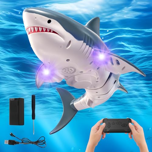 RoserRose Ferngesteuerter Hai mit 2.4GHz Fernsteuerung - RC Boot Wasserdichtes Schwimmspielzeug ab 6 Jahren, Fernbedienung + Ladegerät - Ideales Kindergeschenk für Pool, Strand & Garten RoserRose Ferngesteuerter Hai mit 2.4GHz Fernsteuerung - RC Boot Wasserdichtes Schwimmspielzeug ab 6 Jahren, Fernbedienung + Ladegerät - Ideales Kindergeschenk für Pool, Strand & Garten von RoserRose