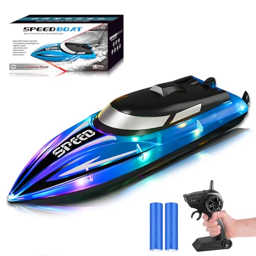 RoserRose Ferngesteuertes Boot, RC Boot mit LED-Beleuchtung – 2.4G Fernsteuerung, Doppelmotor, Wasserdicht & Umkippschutz – Motorboot Ferngesteuert Kinder Inkl, 2 Akkus für Meere, Pools und Seen RoserRose Ferngesteuertes Boot, RC Boot mit LED-Beleuchtung – 2.4G Fernsteuerung, Doppelmotor, Wasserdicht & Umkippschutz – Motorboot Ferngesteuert Kinder Inkl, 2 Akkus für Meere, Pools und Seen von RoserRose