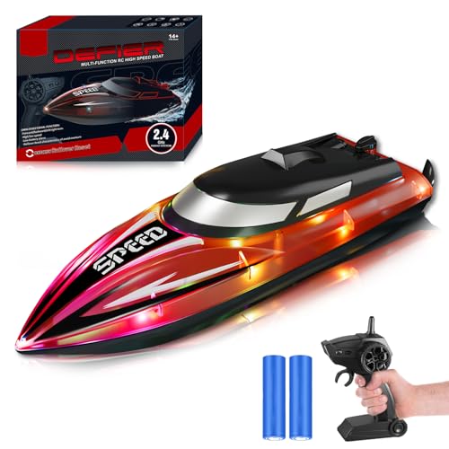 RoserRose Ferngesteuertes Boot, RC Boot mit LED-Beleuchtung – 2.4G Fernsteuerung, Doppelmotor, Wasserdicht & Umkippschutz – Motorboot Ferngesteuert Kinder Inkl, 2 Akkus für Meere, Pools und Seen RoserRose Ferngesteuertes Boot, RC Boot mit LED-Beleuchtung – 2.4G Fernsteuerung, Doppelmotor, Wasserdicht & Umkippschutz – Motorboot Ferngesteuert Kinder Inkl, 2 Akkus für Meere, Pools und Seen von RoserRose