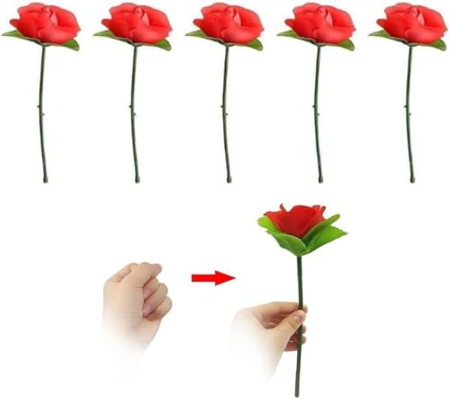 Rote faltbare Rosen, magische Tricks, Zubehör, Requisiten für Bühne, Bar, Party, Zuhause, Shows, Straße, Nahaufnahme, Bühnenstraßenzauber für Erwachsene, Neuheit und Gag, 5 Stück Rote faltbare Rosen, magische Tricks, Zubehör, Requisiten für Bühne, Bar, Party, Zuhause, Shows, Straße, Nahaufnahme, Bühnenstraßenzauber für Erwachsene, Neuheit und Gag, 5 Stück von Rosojodg