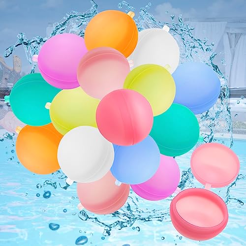 14 Stück Wiederverwendbare Wasserballons Bomben Wasserbomben, RosyFate Wasserballons Silikon, Buntes Wasserbomben Wasser/Pool/Strandspielzeug von RosyFate