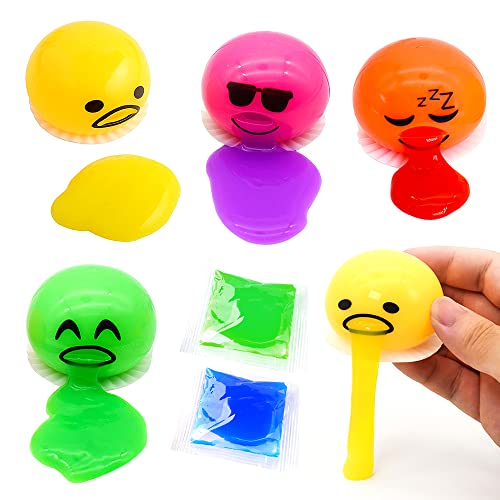 RosyFate 4 Stück Eier Erbrechen, Eigelb-Stressball, Druck-Ball Kotzen, Vomiting Egg Toy, Runde Erbrechen & Saugen Lazy Eigelb Entlasten Sie Stress Squeeze Spielzeug (4 Farben) von RosyFate