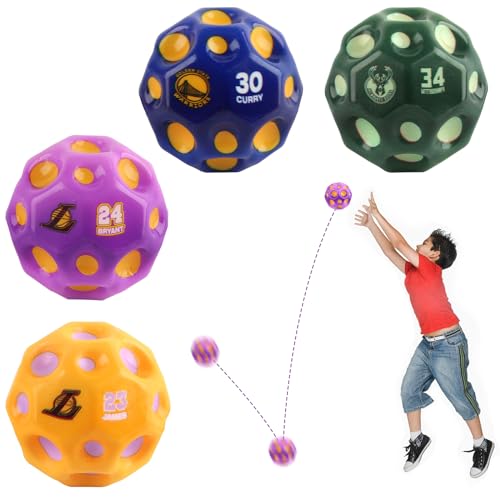 RosyFate Astro Jump Ball NBA, 4 Stück Mondball Bunt, Moon Ball, Hohe Springender Gummiball, Space Ball Spielzeug, Hüpfbälle Hohe Bounce-Loch-Ball, Bouncing Ball Springball für Kinder von RosyFate