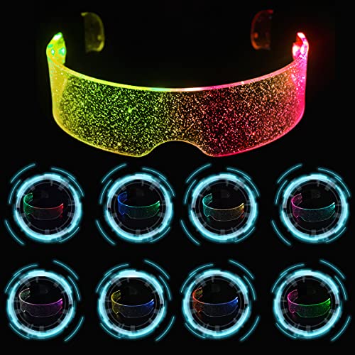 RosyFate Led Brille, Leuchtende Brille Led, Bunte Technologie Brille, Leuchtende Brille, Cyberpunk Brille, Futuristische Elektronische Brille, Led Brillen für Party, Konzert, Bar, Versammlungen von RosyFate